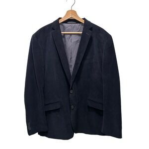 Kenneth Cole Unlisted Mens 48R Navy Blue Corduroy Blazer Two Button Jacket‎
